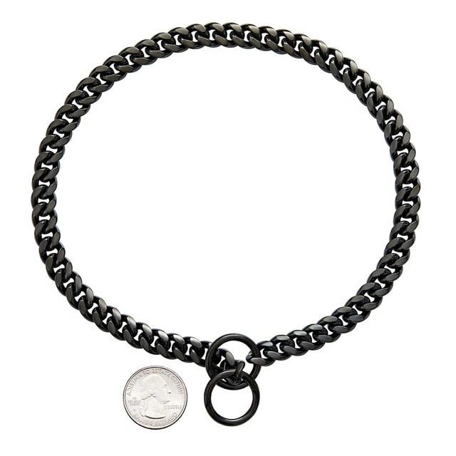 Heavy Duty Stainless Steel Dog Collar Chain in Black and Gold