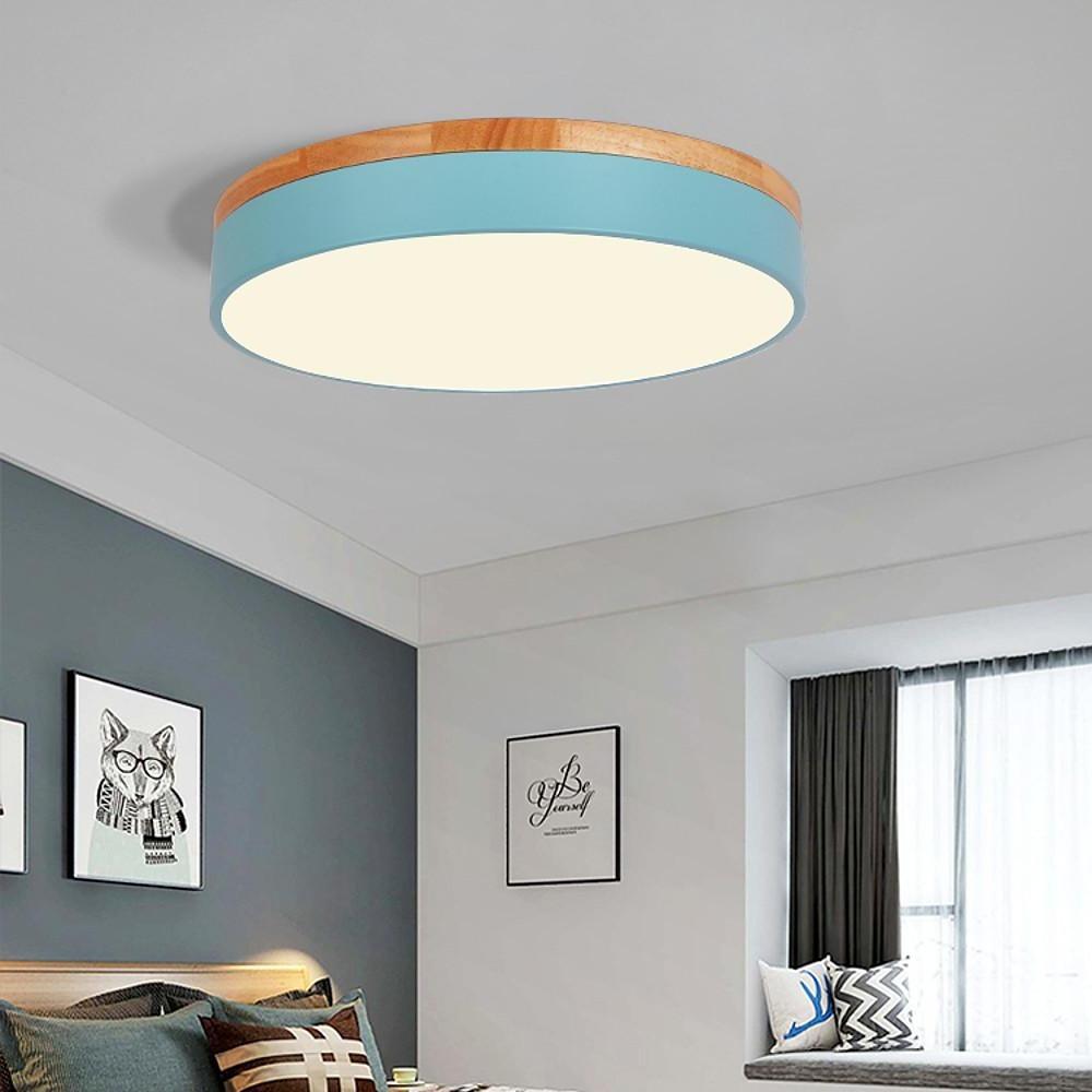 12'' LED 1-Light Geometric Shapes Flush Mount Lights Modern Metal PVC Wood Bamboo Sector Flush Mounts Semi Flush Mounts-dazuma