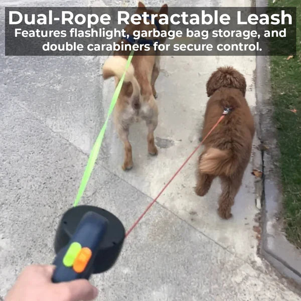 Smart Dual Dog Leash with Built-in Light & Waste Bag Holder
