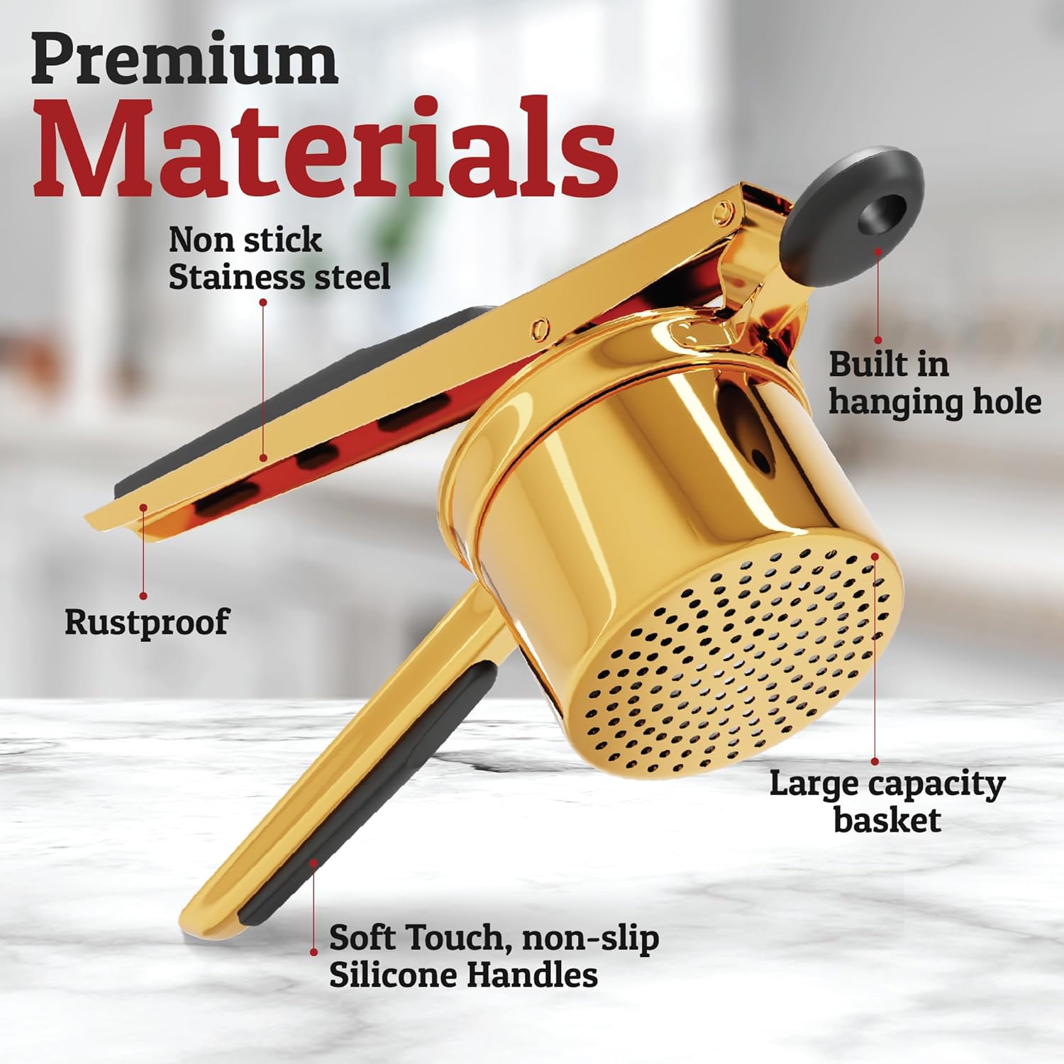 Sturdy Stainless Steel Potato Masher with 15oz Capacity