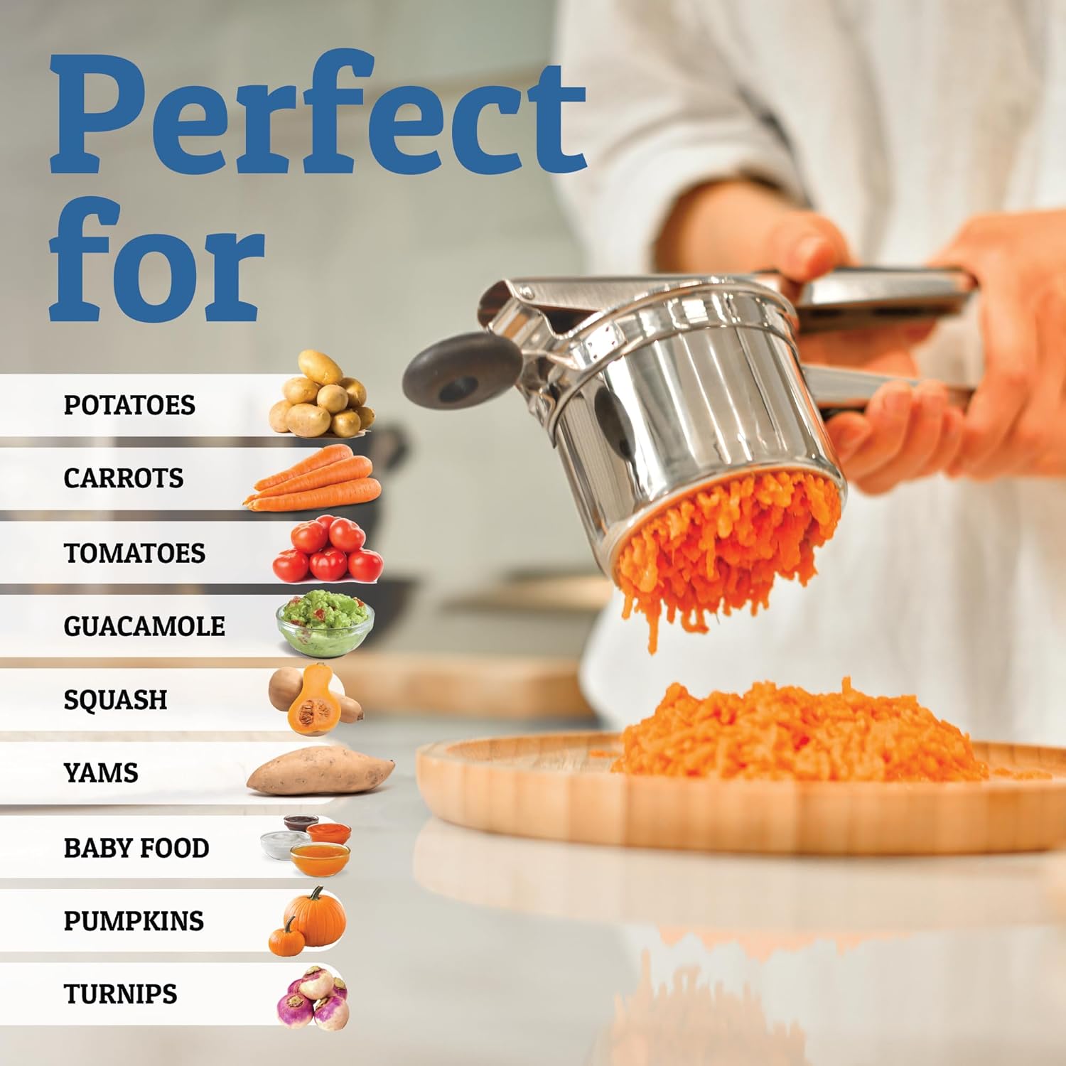 Sturdy Stainless Steel Potato Masher with 15oz Capacity