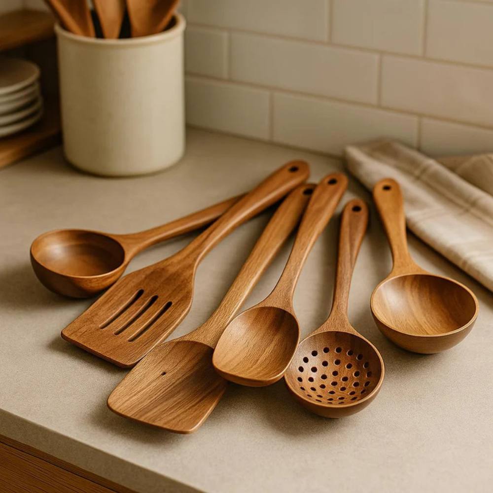 Elegant Acacia Wood Cooking Utensil Collection