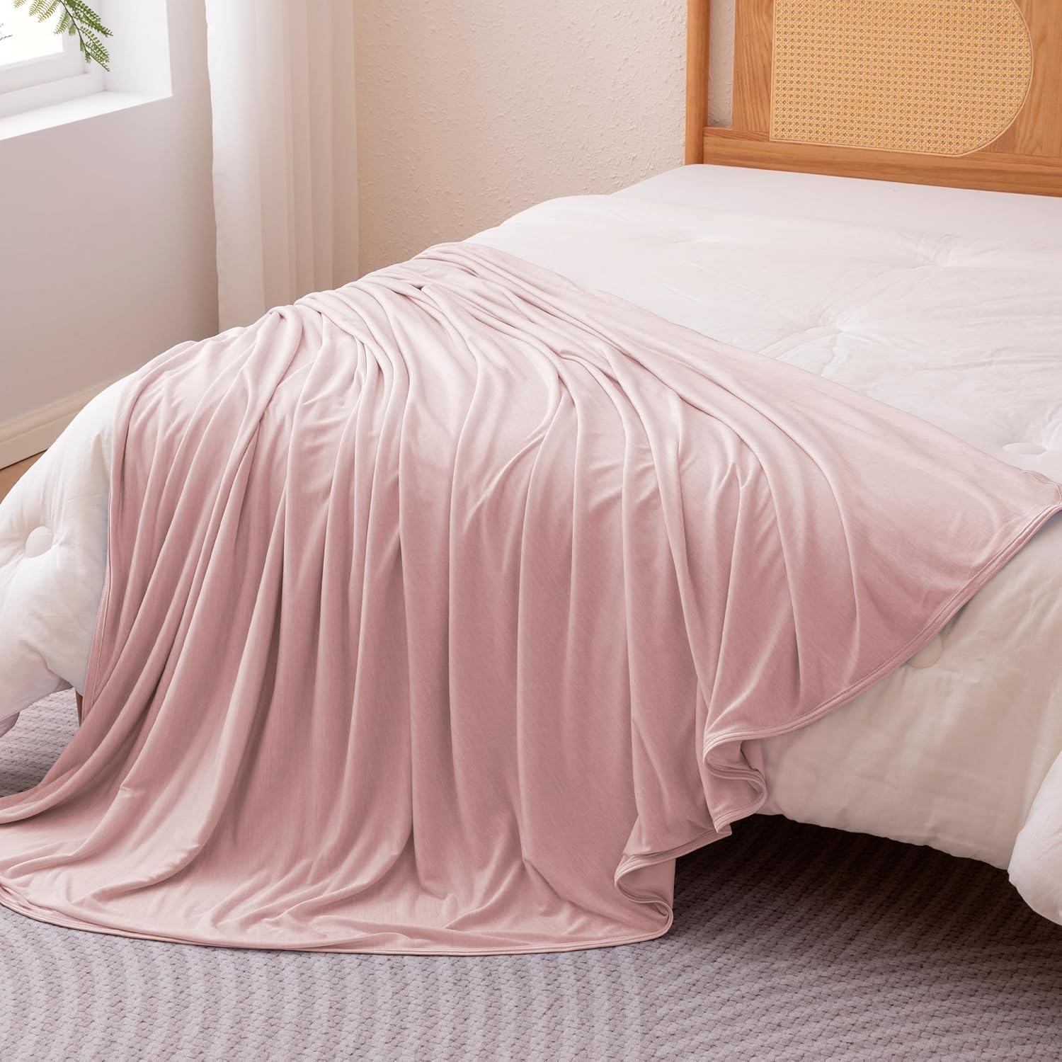 Lightweight Reversible Blanket for Hot Sleepers | Soft Thin Throw for Couch & Bed
