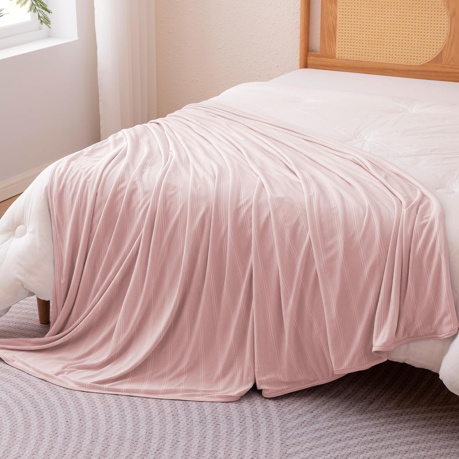 Lightweight Reversible Blanket for Hot Sleepers | Soft Thin Throw for Couch & Bed