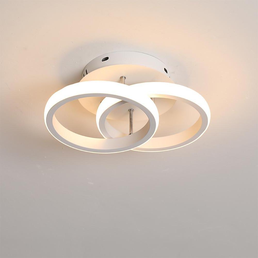 2-Light Metal LED Flush Mount Lighting Fixtures for Living Room Ceiling - Circle Design by Taavita