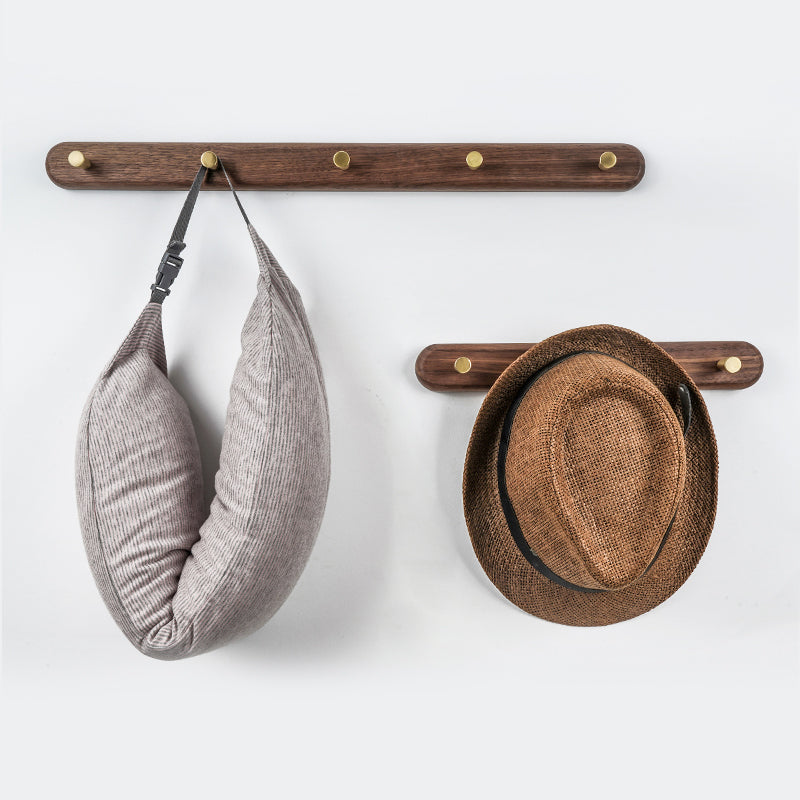 Taavita Wall-Mounted Natural Wood & Brass Hook Racks