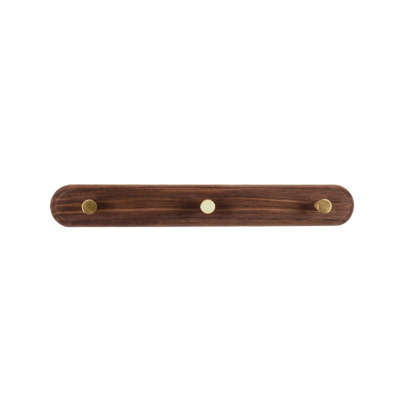 Taavita Wall-Mounted Natural Wood & Brass Hook Racks