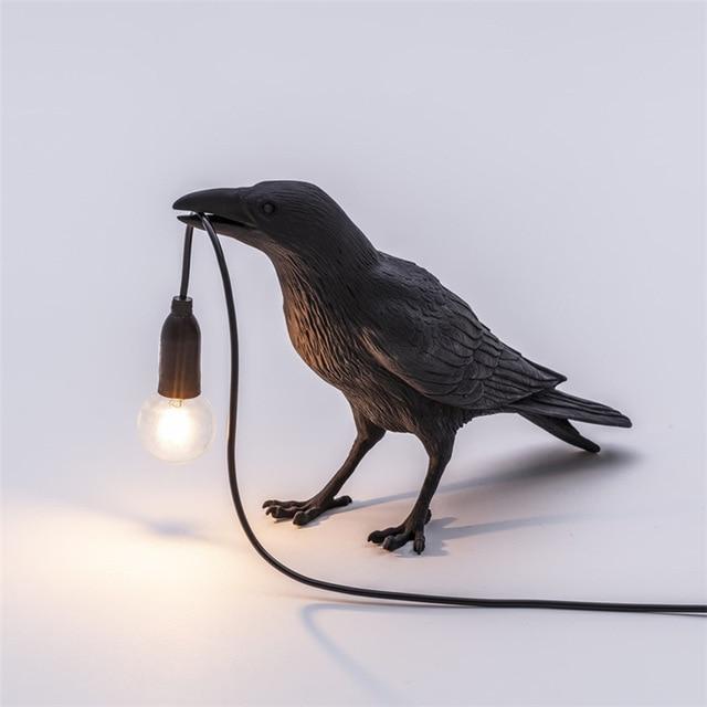 Resin Table Lamp with Bulb - Raven Design