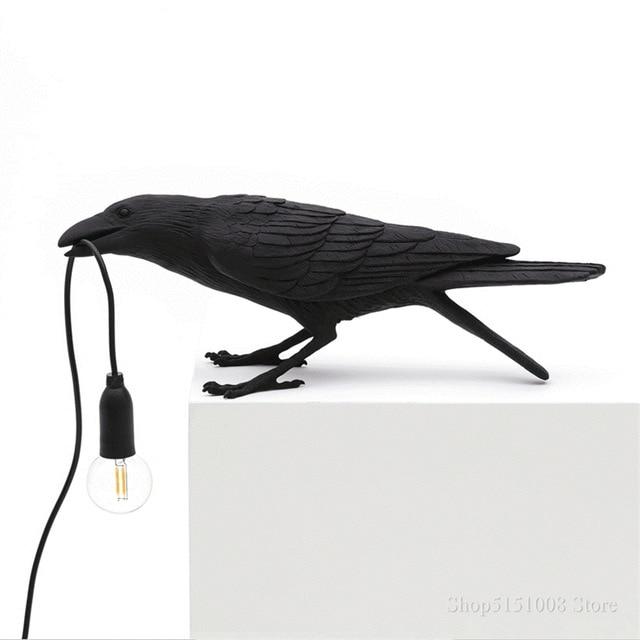 Resin Table Lamp with Bulb - Raven Design
