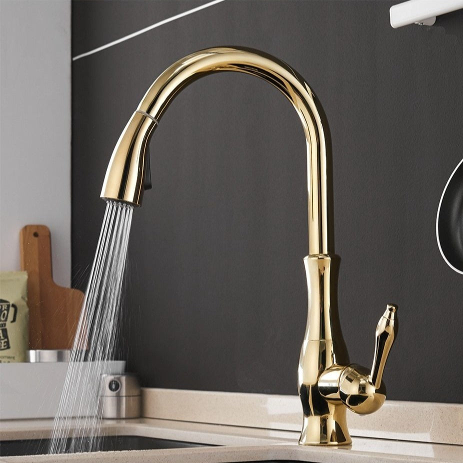 MeridianFlow — Kitchen Faucet with Retractable Spray Head and Sleek Finish