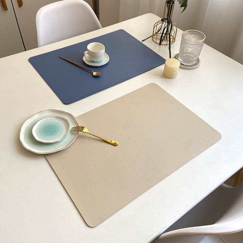 Modern Rectangle Waterproof PU Leather Placemats for Dining Table
