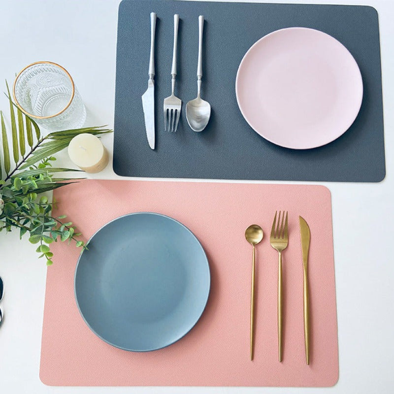 Modern Rectangle Waterproof PU Leather Placemats for Dining Table