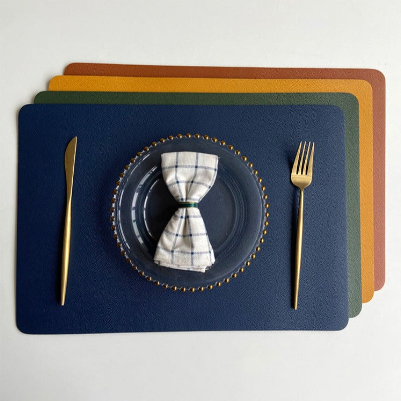 Modern Rectangle Waterproof PU Leather Placemats for Dining Table