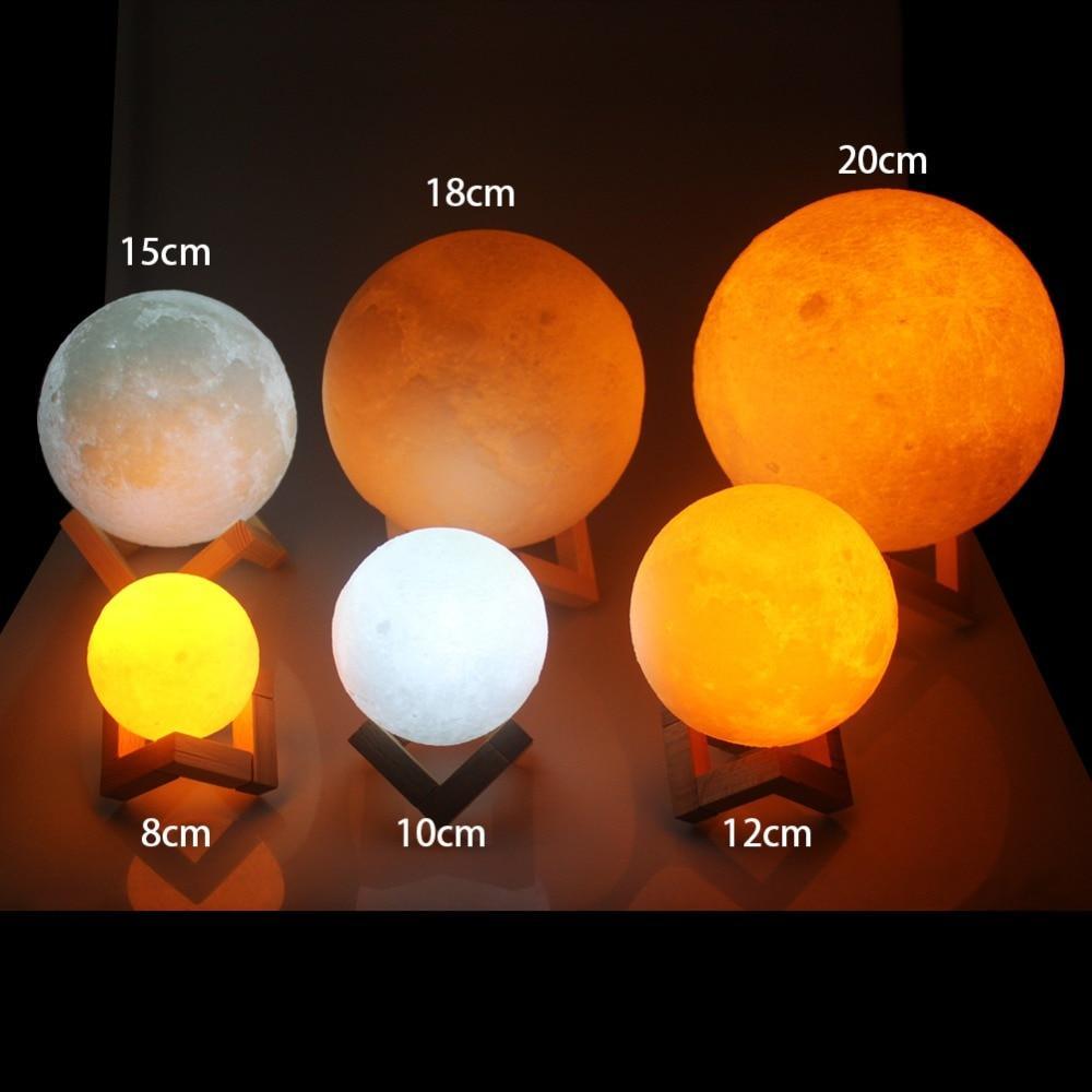 Touch-Controlled 3D Moon Lamp with LED Lighting