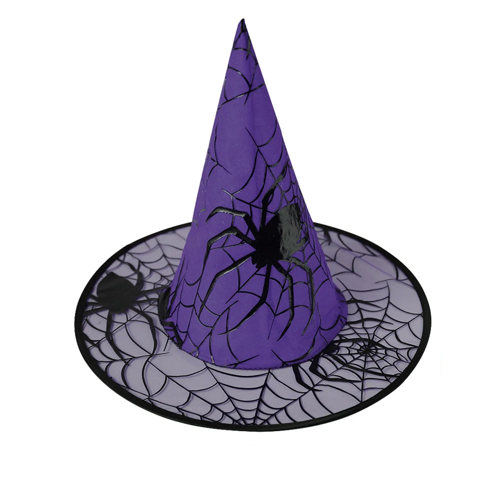 Vibrant Spider Web Witch Hat for Halloween Fun