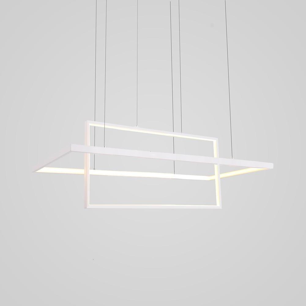 2 Modern Black Rectangular LED Pendant Lights