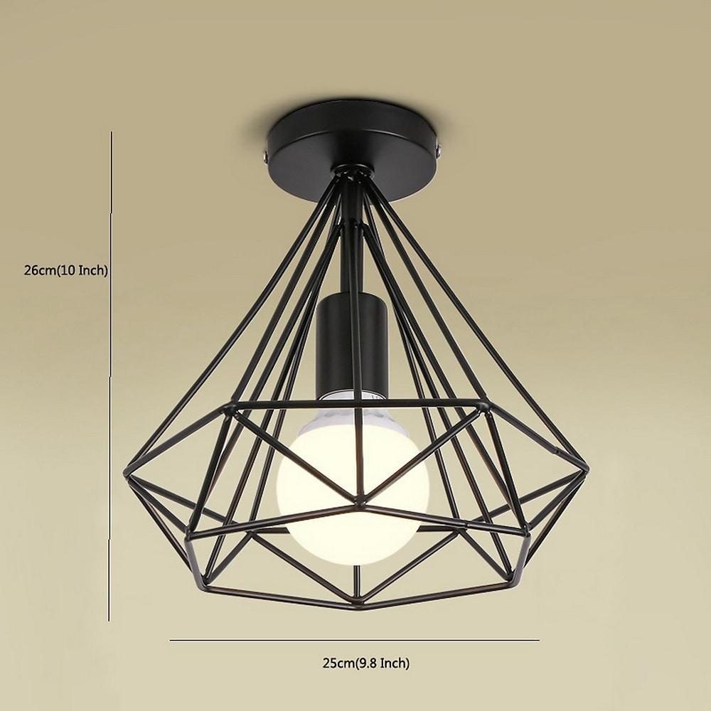1-Light Mini Metal Geometric Caged LED Retro Flush Mount Ceiling Light