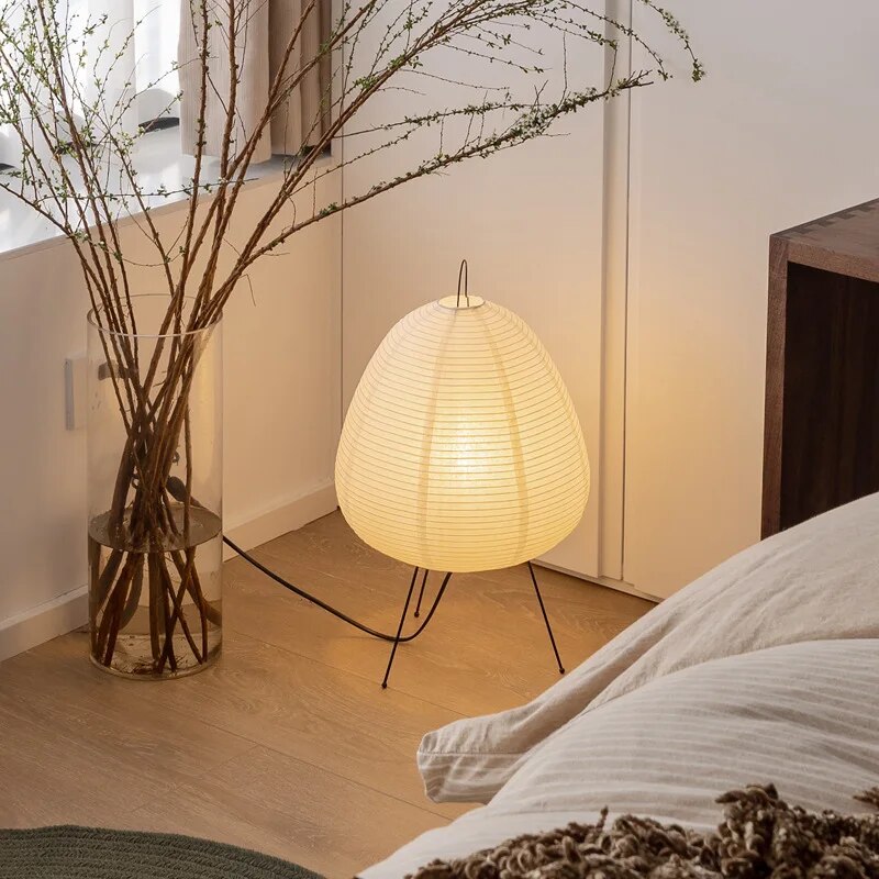 Serene Glow Japanese Rice Paper LED Table Lamp for Home
