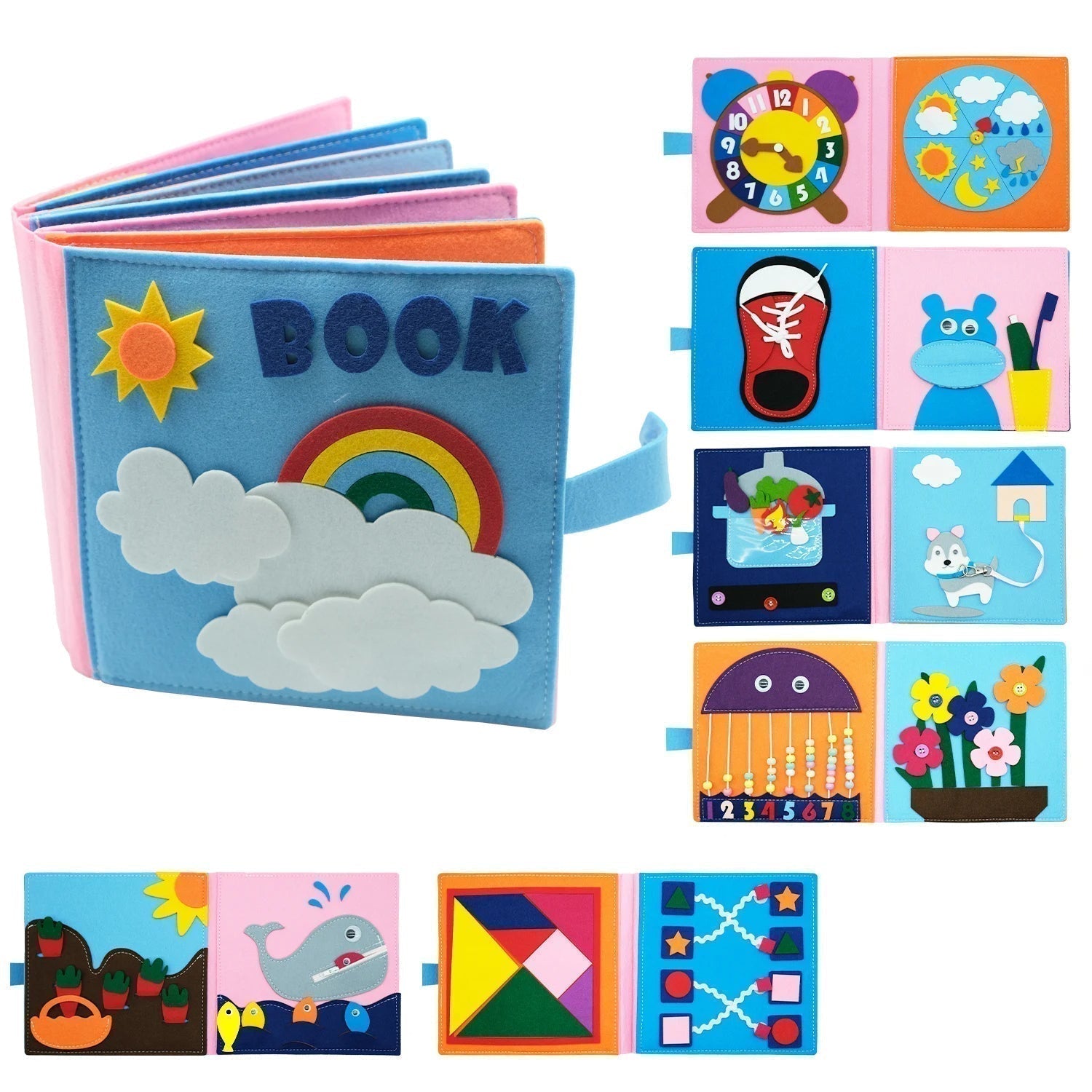 Farmyard Adventures Felt Storybook for Infants with Animals and Fruit