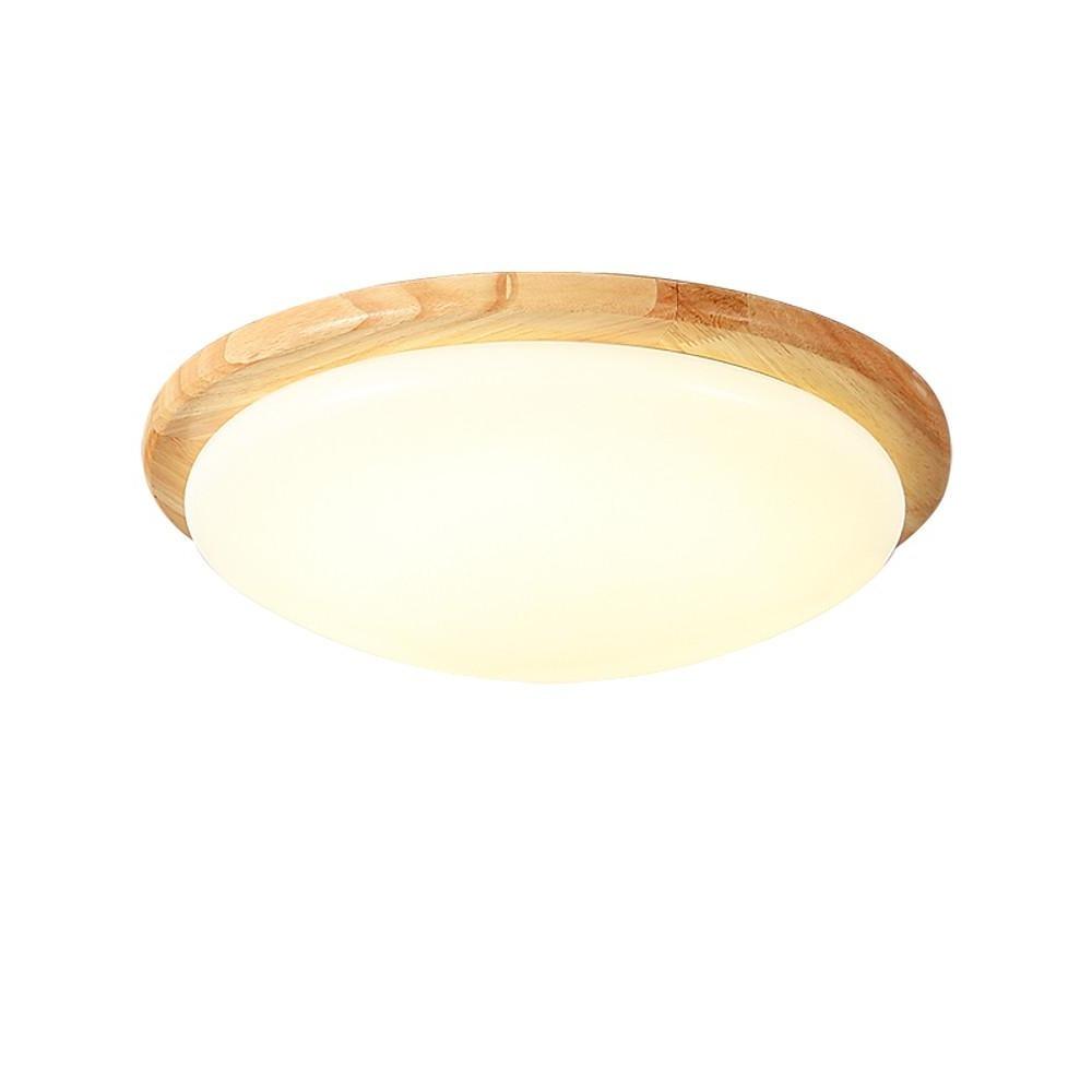 14'' LED 1-Light Dimmable Flush Mount Lights Nordic Style LED Wood Bamboo PVC Dimmable Ceiling Lights-dazuma