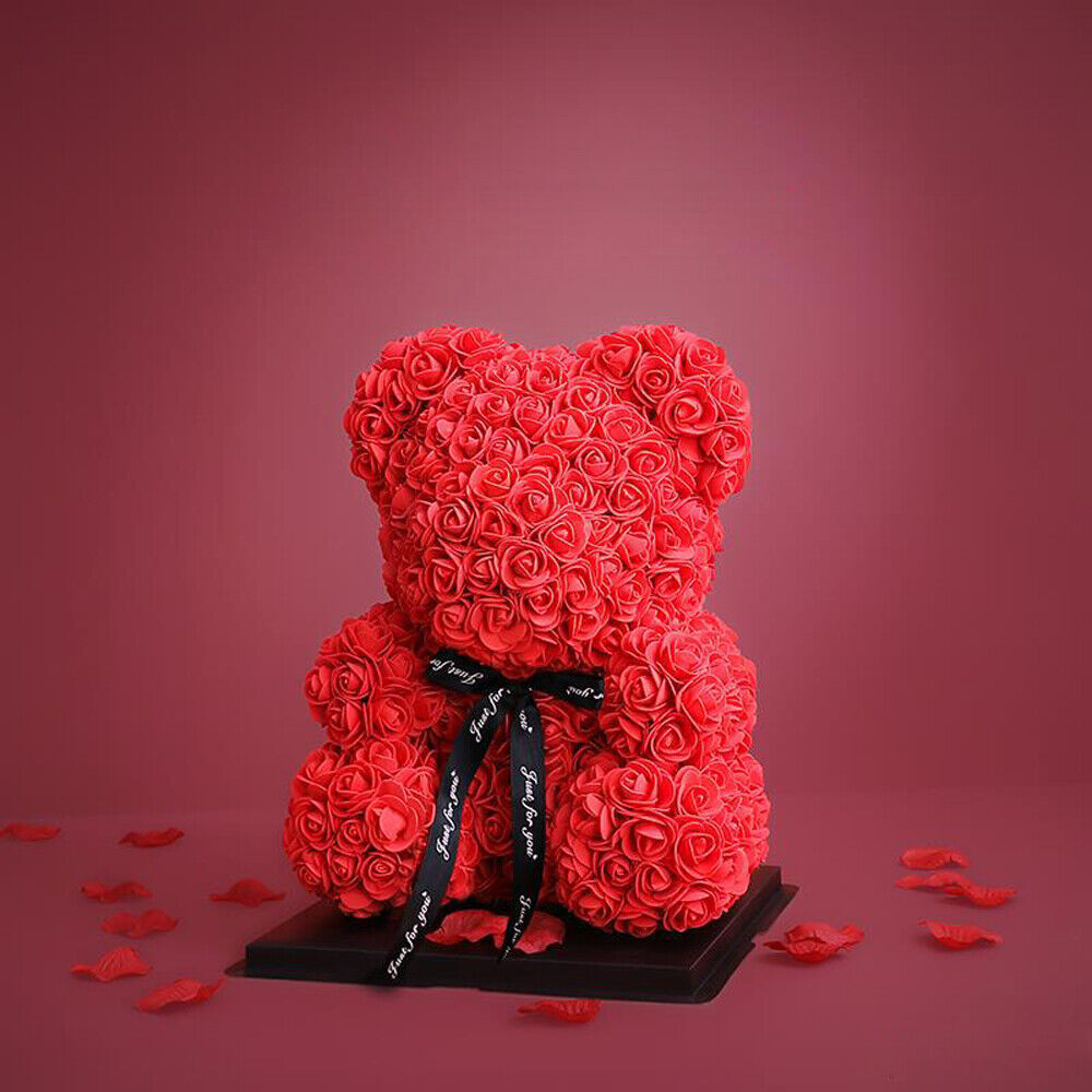 10-Inch Teddy Bear Gift with Rose Flower for Valentine's Day