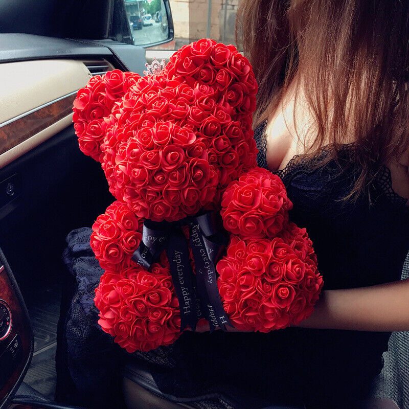 10-Inch Teddy Bear Gift with Rose Flower for Valentine's Day