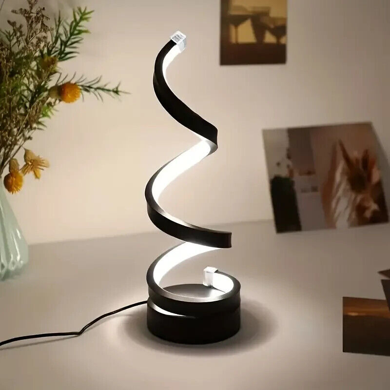 Touch Control Dimmable Table Lamp with Spiral LED Design