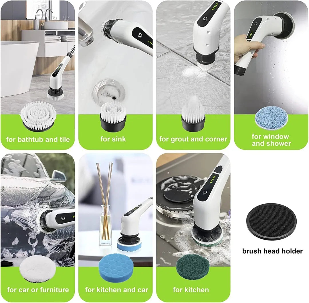 Cordless Power Scrubber with 7 Versatile Brush Heads