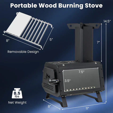 Camping Stove for Cooking with Portable Wood Burning Heater