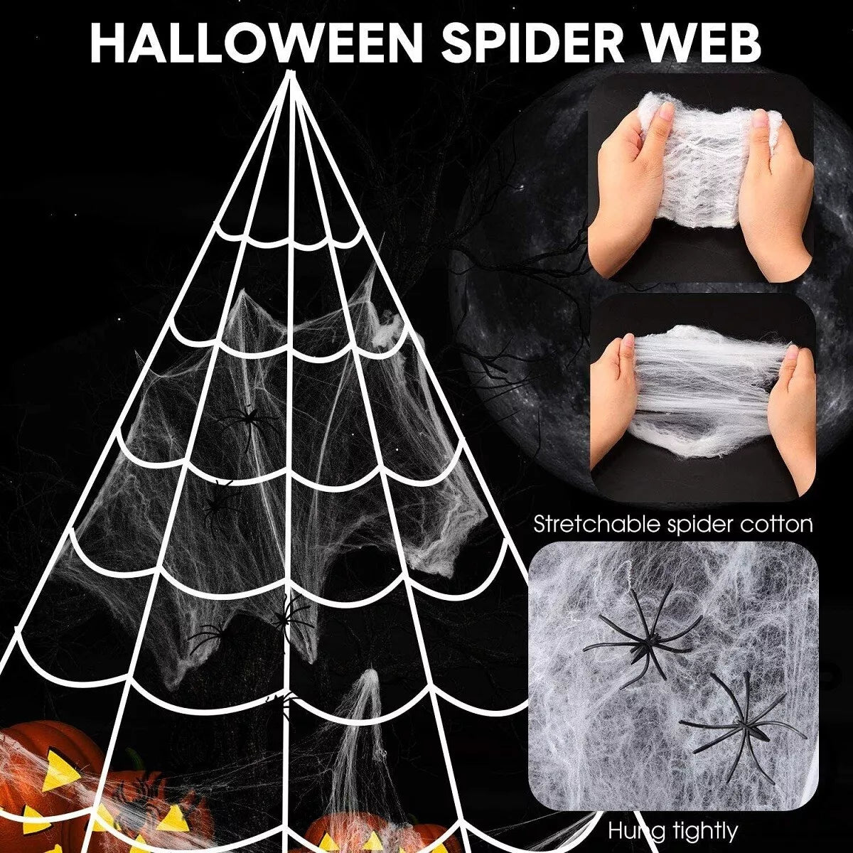 Large Outdoor Halloween Spider Web Decoration Durable Weather-Resistant Fabric