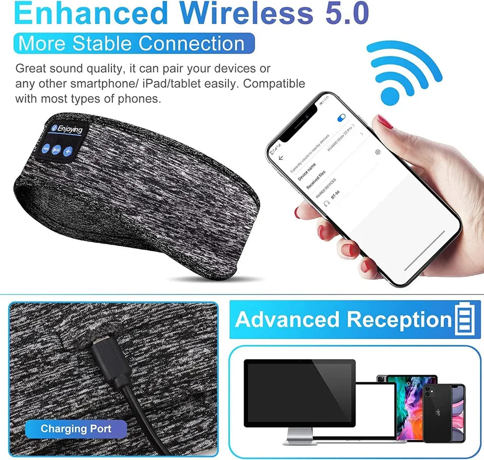 Comfort Fit Wireless Headband Headphones for Sleep & Sports