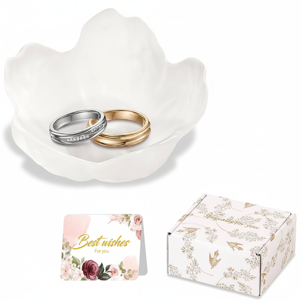 Charming Floral Ceramic Jewelry Organizer and Ring Holder