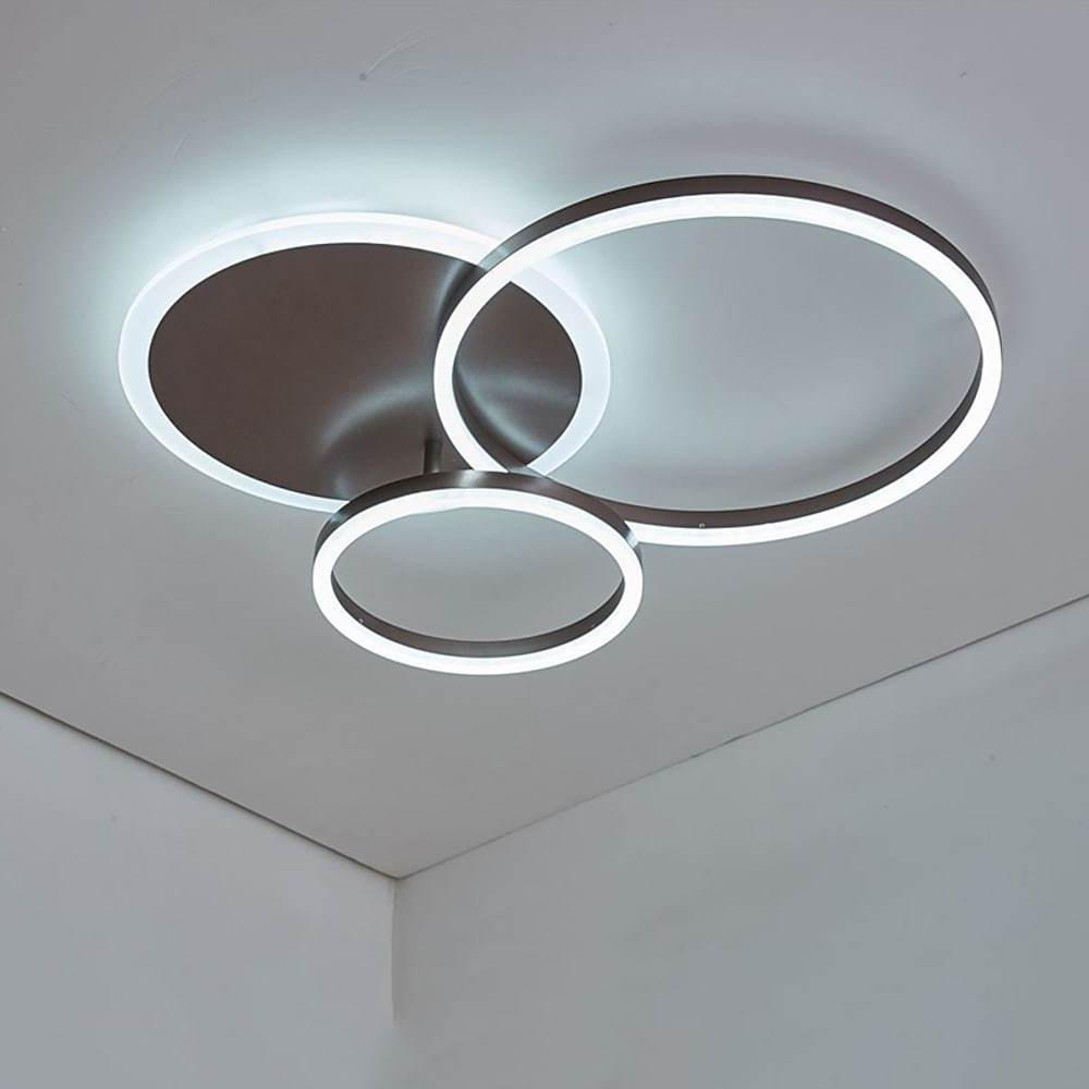 26'' LED Artistic Flush Mount Ceiling Light with Luxury 3 Ring Design for Bedroom