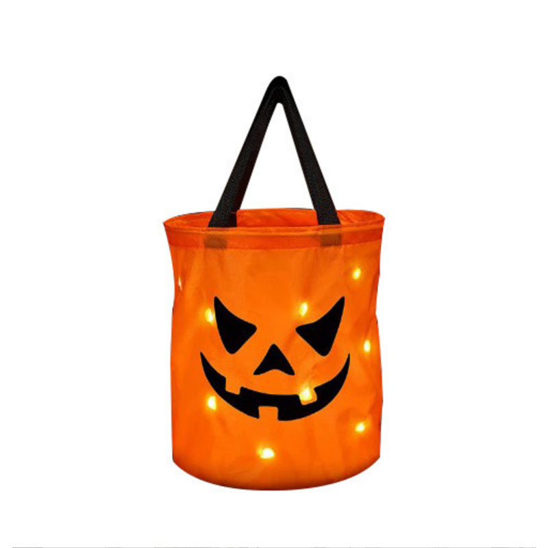 Personalized Halloween Pumpkin Tote with Glowing LED Lights