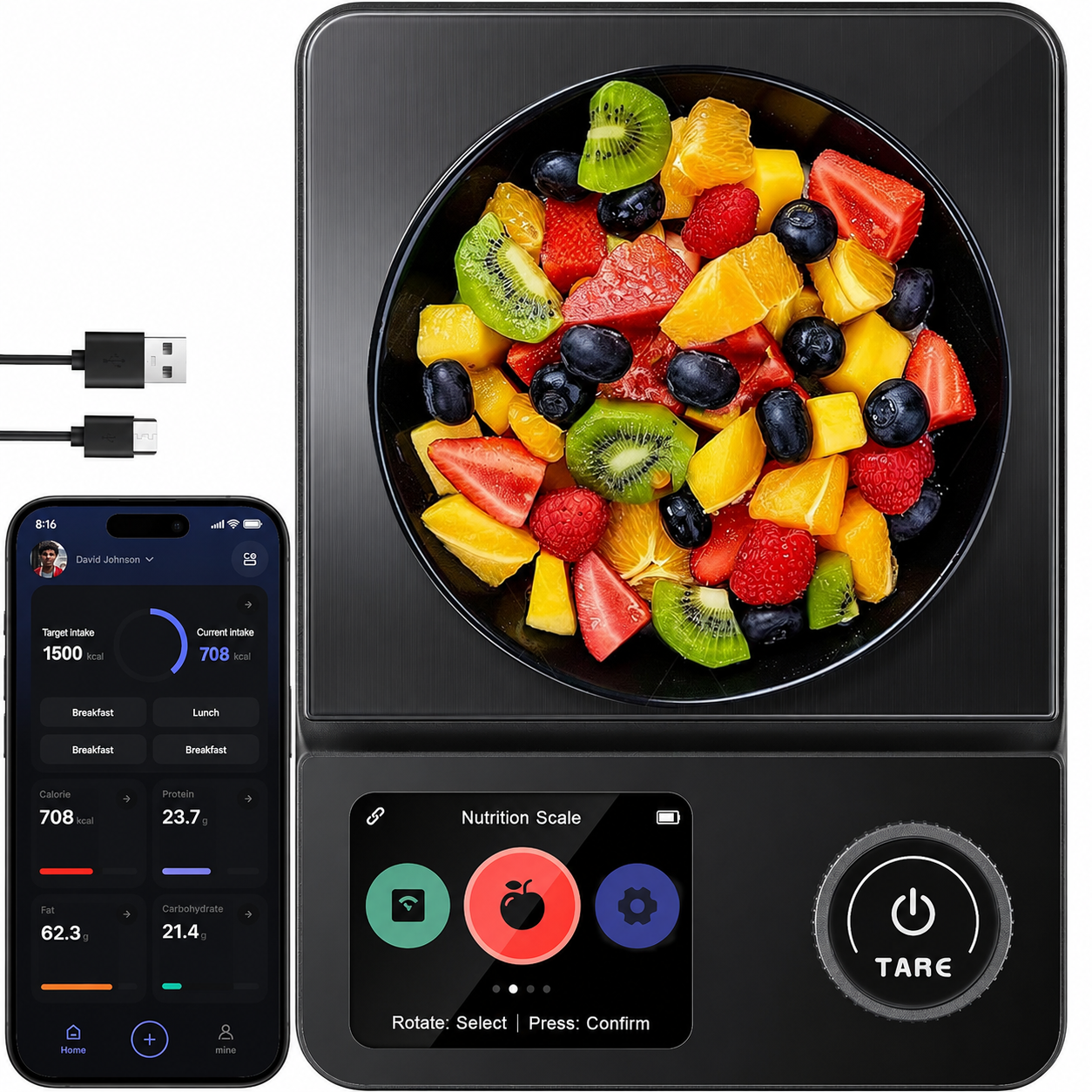 Digital Food Scale with Nutritional Calculator for Weight Management