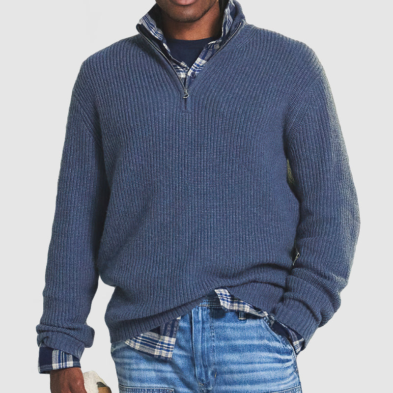 Men's Quarter-Zip Pullover | Rib Knit Construction & Stand-Up Collar | Versatile Business Casual | Comfortable Fit