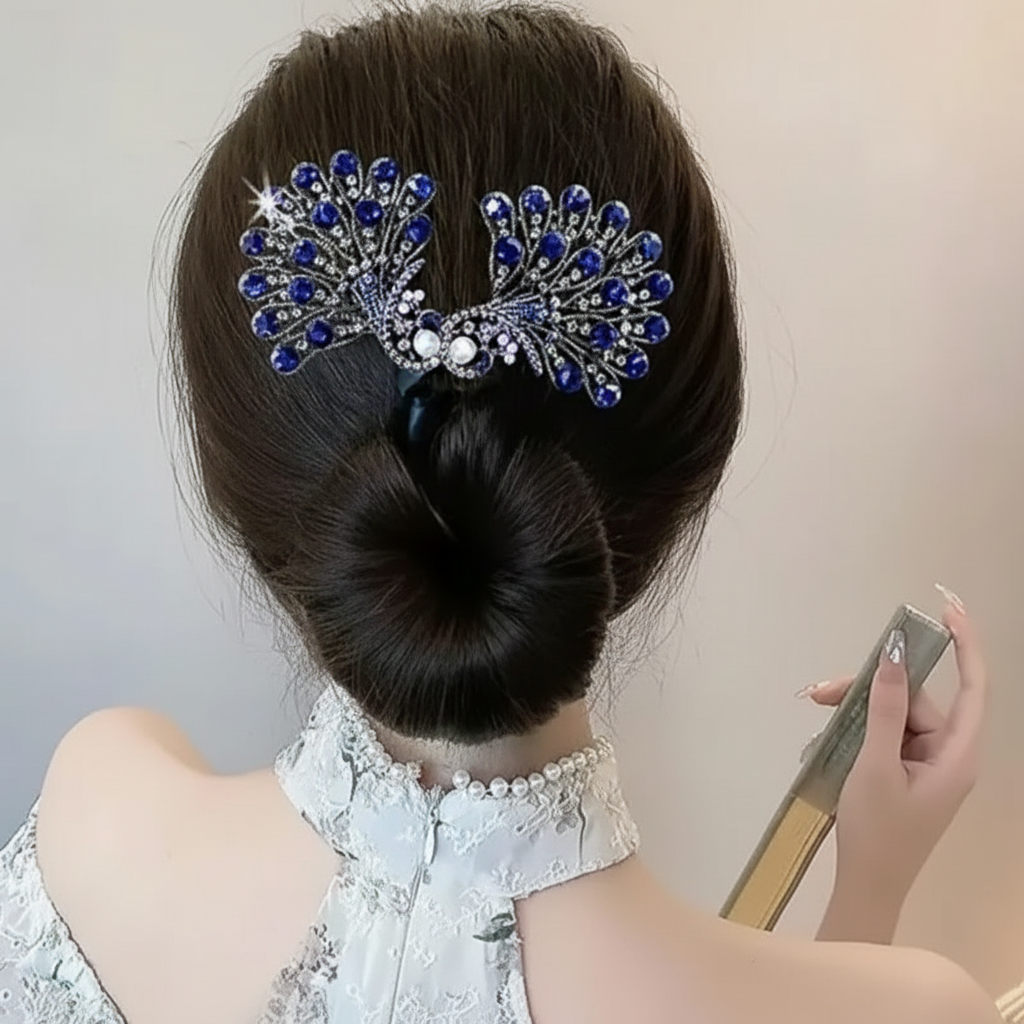 Elegant Feathered Gemstone Hair Clip for Chic Styles