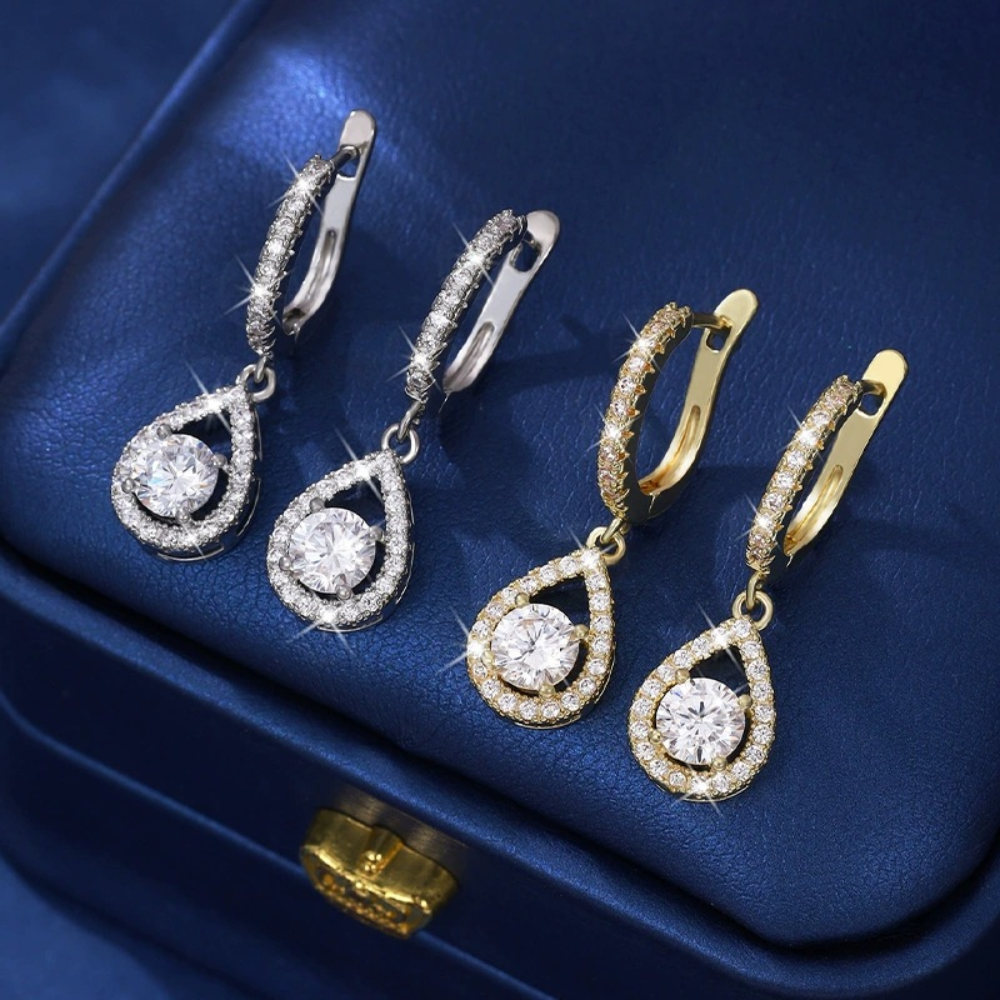 Charming Teardrop Earrings with Sparkling Zircon Accents