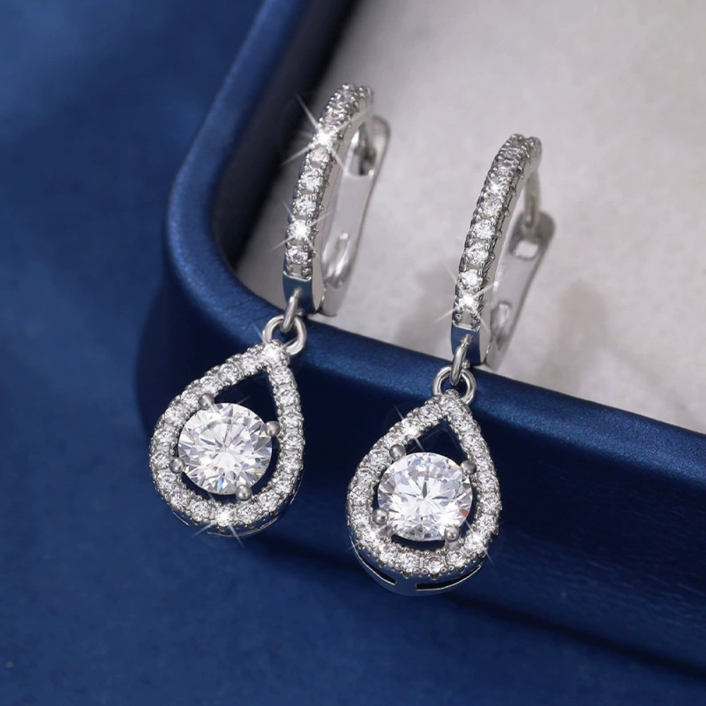 Charming Teardrop Earrings with Sparkling Zircon Accents
