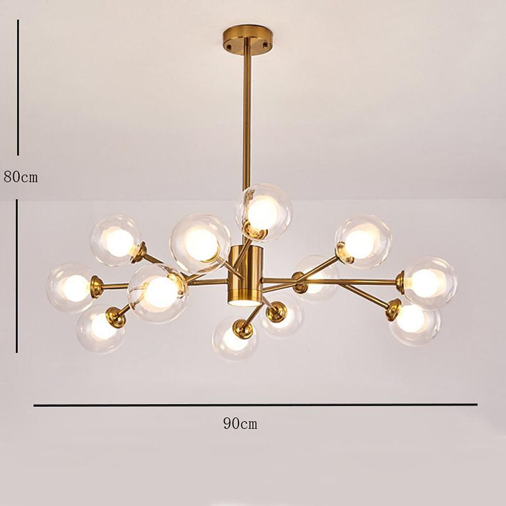 12 Bulbs Taavita Chandelier Glass Globe Chandelier for Living Room - Modern Retro Style LED Pendant Light