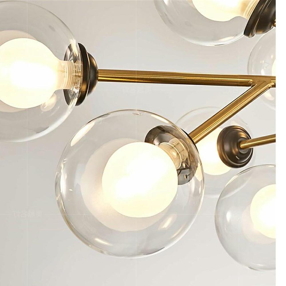 12 Bulbs Taavita Chandelier Glass Globe Chandelier for Living Room - Modern Retro Style LED Pendant Light