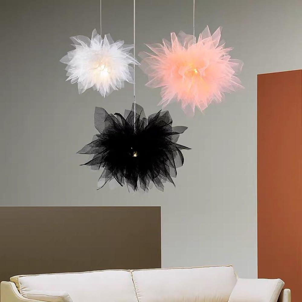 20'' Modern Fabric Flower Design Electroplated Metal LED Pendant Lights