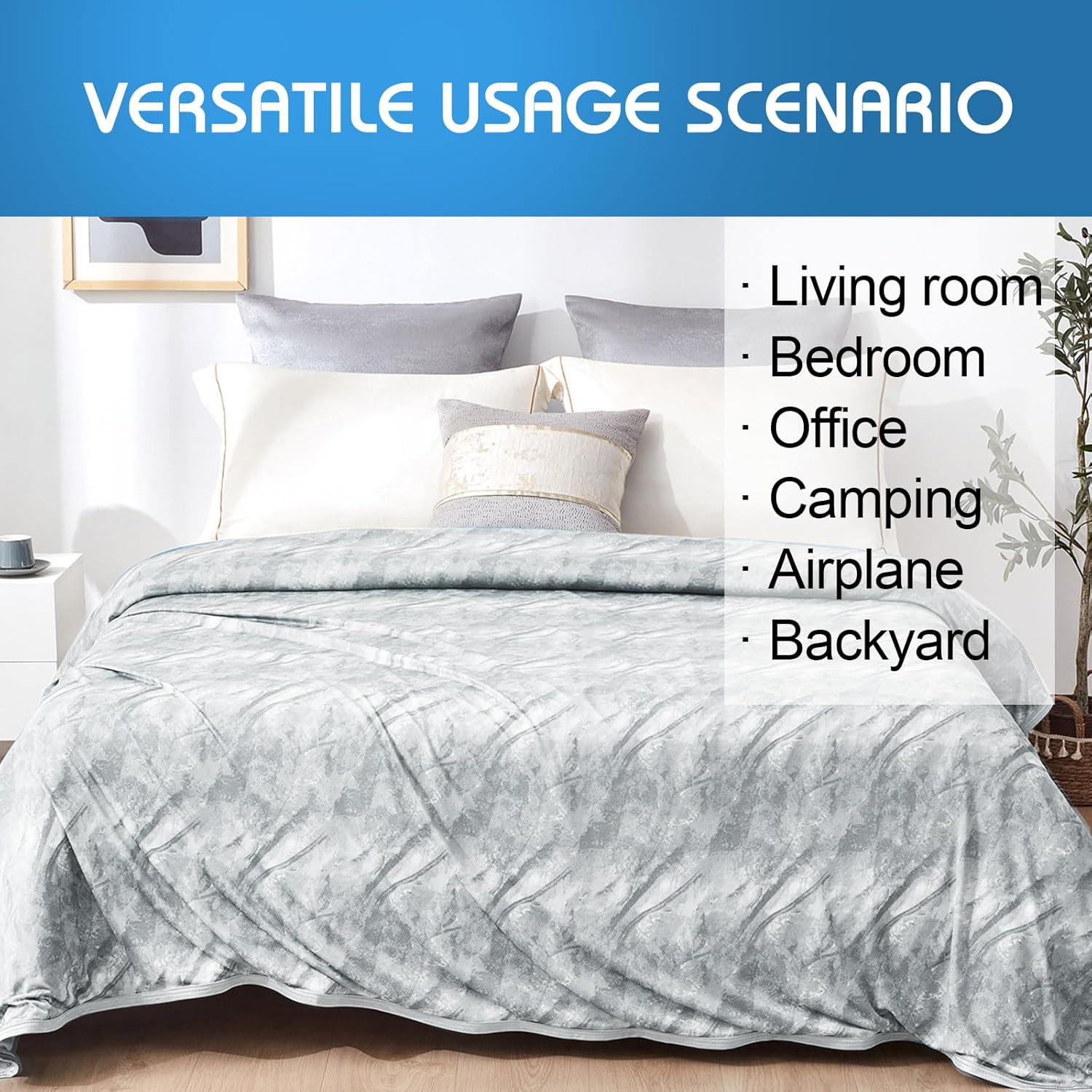 Lightweight Double-Sided Cooling Throw Blanket for Warm Sleepers