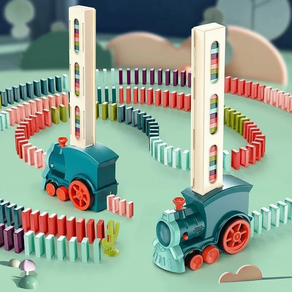 Interactive Train Building Toy for Kids with Colorful Dominoes