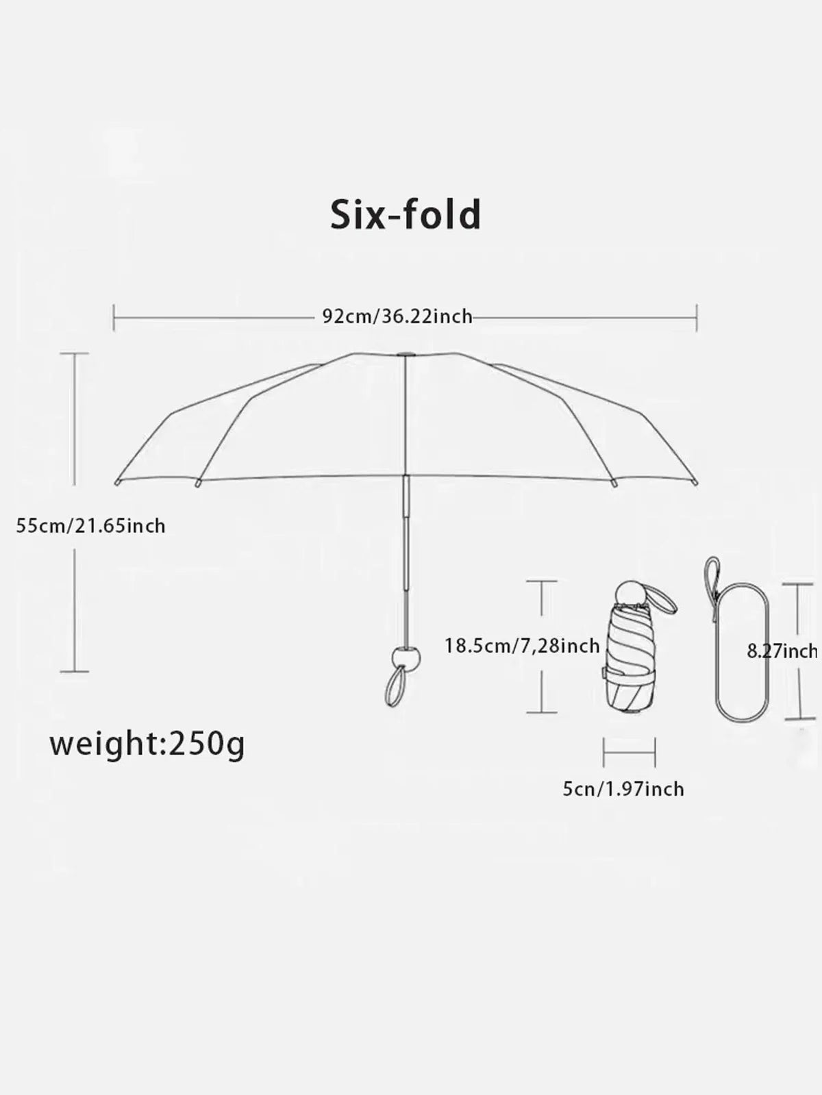 Compact and Lightweight Folding Umbrella – Strong Waterproof Design with 6 Reinforced Ribs