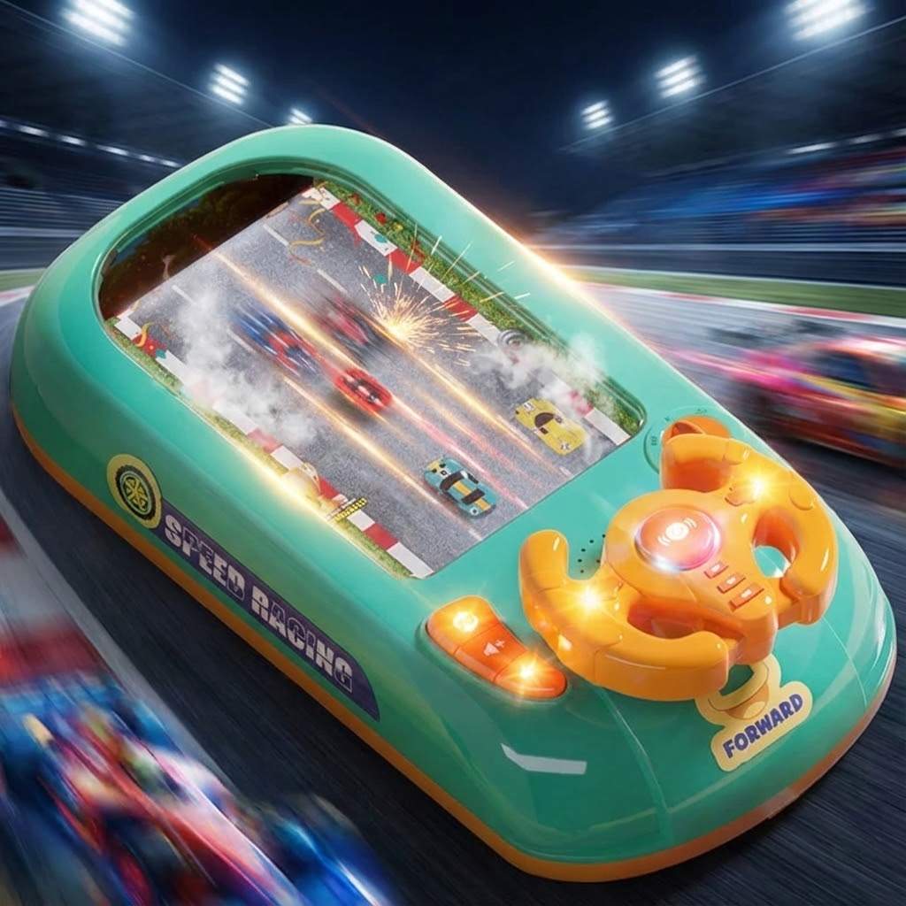 Adventure Racing Game Console with Interactive Wheel