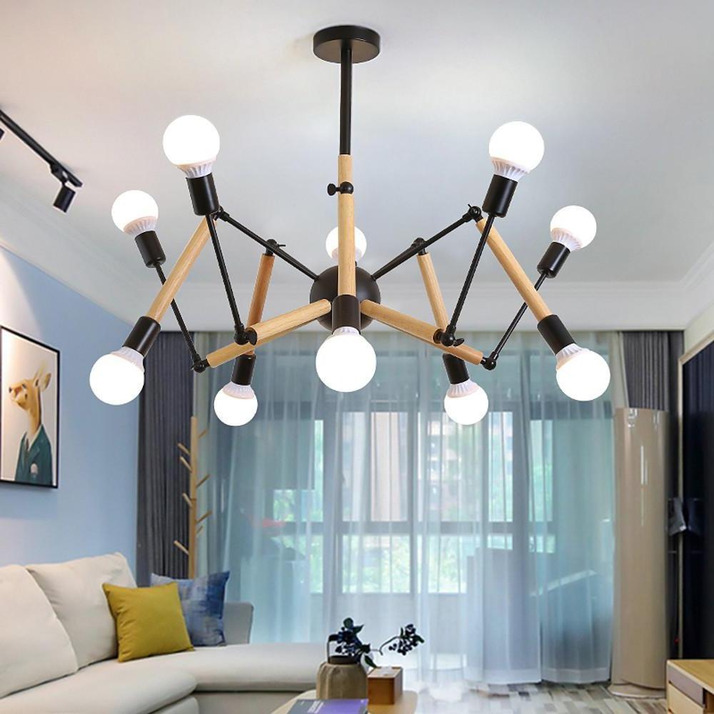 41'' LED Incandescent 12 Bulbs Cluster Design Sputnik Design Chandelier Nordic Style Contemporary Metal Wood Bamboo Chandeliers