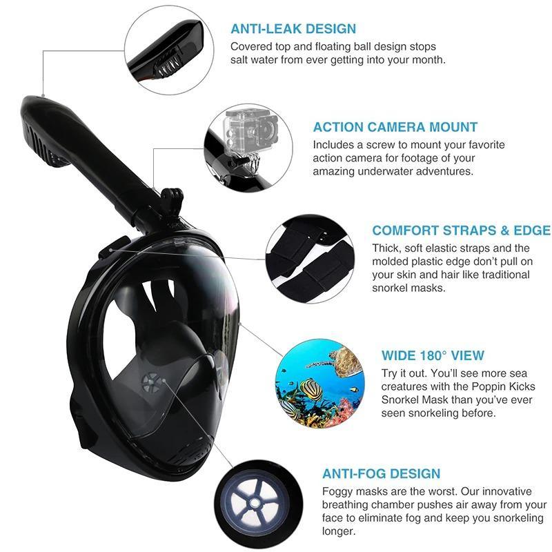 Premium 180° Full Face Snorkeling Mask with Dry Snorkel