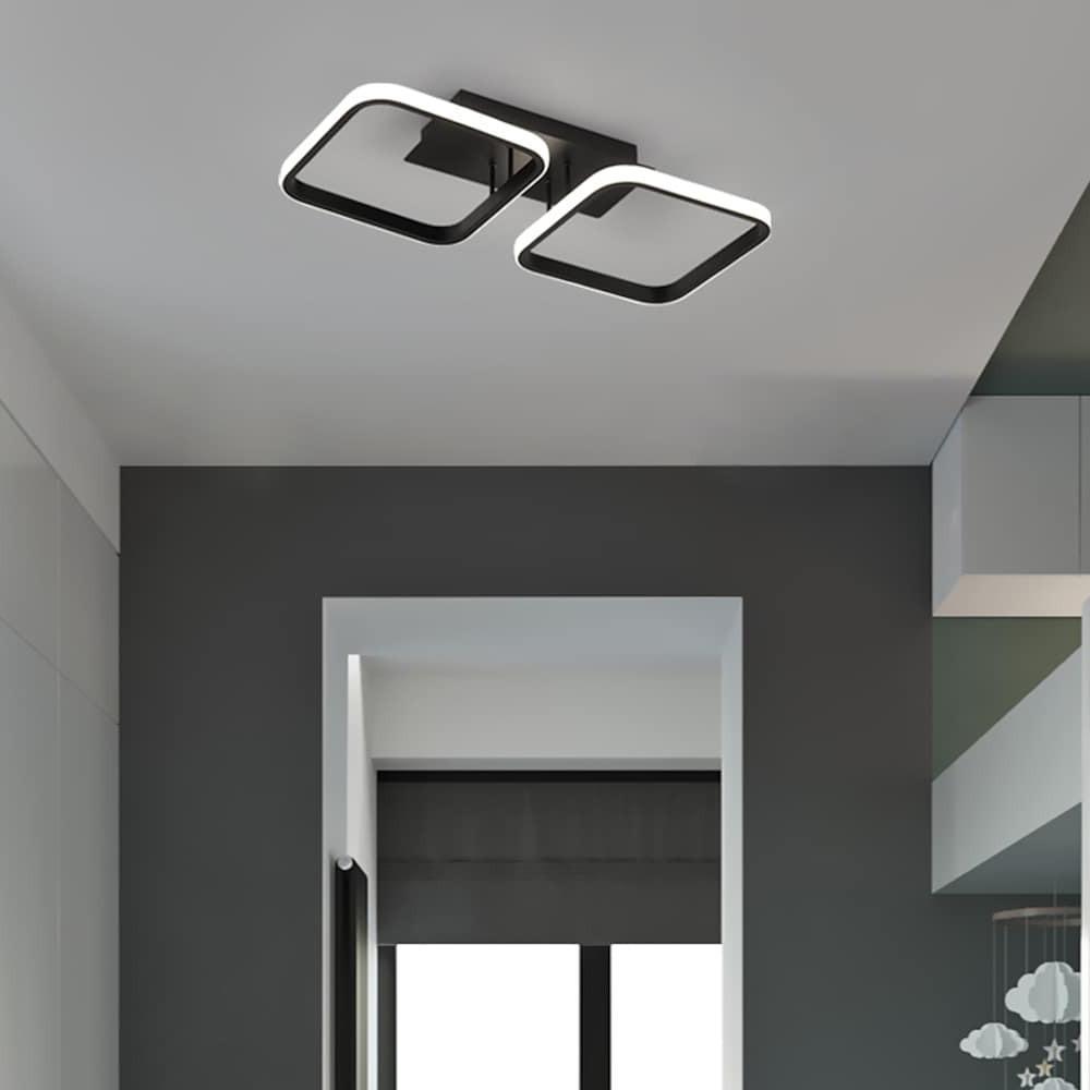 19'' LED 2-Light Square Line Design Flush Mount Lights Modern LED Aluminum Acrylic Flush Mounts Semi Flush Mounts