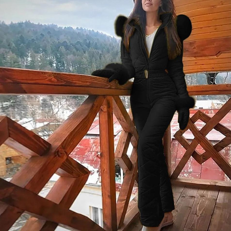Women’s Snowboard Suit | Quilted Insulated Design | Weatherproof Fabric & Front Zipper | Adjustable Waist Belt